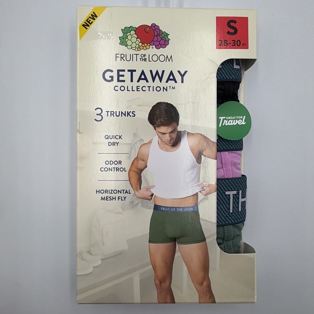Fruit Of The Loom Getaway Collection (3) Trunks - Men's Small (28-30) **NEW**